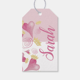Etiqueta Para Presente Monograma Aquarela Rosa Pastel Coração Coroado