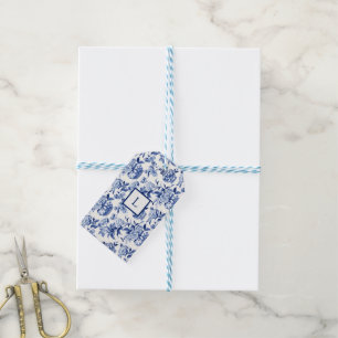 Etiqueta Para Presente Monograma Blue Chinoiserie