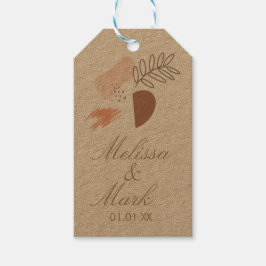 Etiqueta Para Presente Monograma Botânico de Forma Geométrica Mínima da T