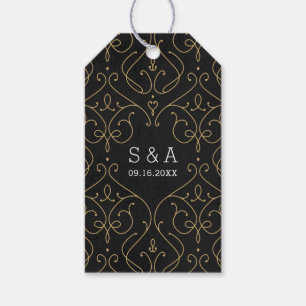 Etiqueta Para Presente Monograma clássico de casamento vintage elegante