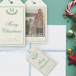 Etiqueta Para Presente Monograma clássico de família de Natal
