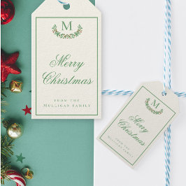 Etiqueta Para Presente Monograma clássico de família de Natal