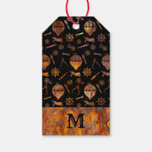 Etiqueta Para Presente Monograma Colorido de Balões Steampunk