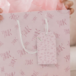 Etiqueta Para Presente Monograma com padrão de aquarela Think Pink