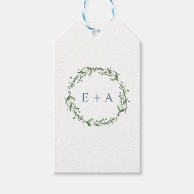 Etiqueta Para Presente Monograma da camada de água azul (Frente)