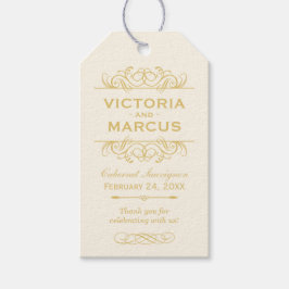 Etiqueta Para Presente Monograma da garrafa de vinho de marfim e Dourado 