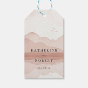 Etiqueta Para Presente Monograma de Casamento de Paisagem de Montanha Esc