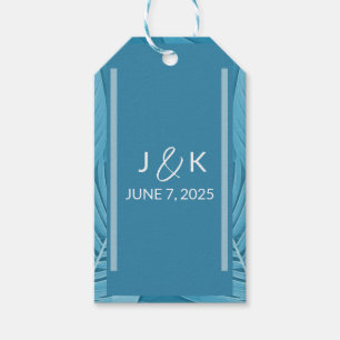 Etiqueta Para Presente Monograma de Casamento   Teal tropical