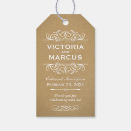 Etiqueta Para Presente Monograma de Garrafa de Vinho Rustic Kraft Casado