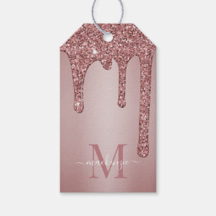 Etiqueta Para Presente Monograma de Glitter Glitter de Glitter de Grelha 