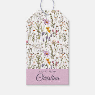 Etiqueta Para Presente Monograma de Nome de Flor Silvestre de Aquarela Ro