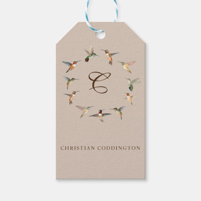 Etiqueta Para Presente Monograma de pássaro (Frente)
