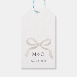 Etiqueta Para Presente Monograma do Arco de Ivory White Obrigado Casament