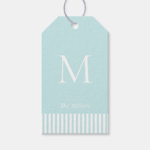Etiqueta Para Presente Monograma elegante em aqua