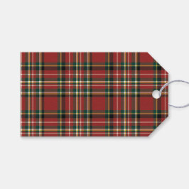 Etiqueta Para Presente Monograma Elegante Vermelho Xadrez Natal Feriado