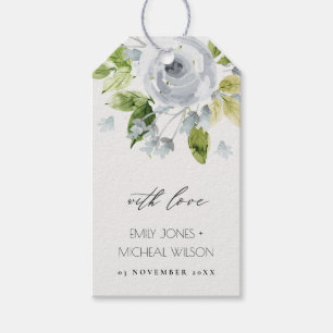ETIQUETA PARA PRESENTE MONOGRAMA FLORAL DE COR AZUL AQUA SUJA
