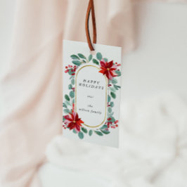 Etiqueta Para Presente Monograma Floral de Férias Poinsettia Vermelha