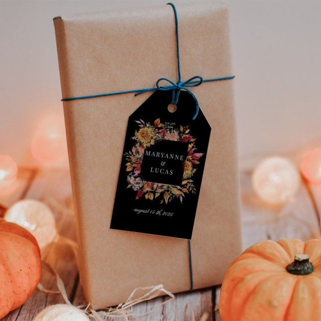 Etiqueta Para Presente Monograma Floral de Outono Temperamental (Criador carregado)
