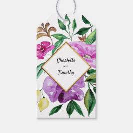 Etiqueta Para Presente Monograma Floral de Verão Fresco em Aquarela
