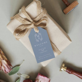 Etiqueta Para Presente Monograma Moderno Crest Dusty Blue Weding Bem-vind