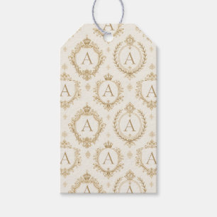 Etiqueta Para Presente Monograma Personalizado Dourado Barroco Real Luxo