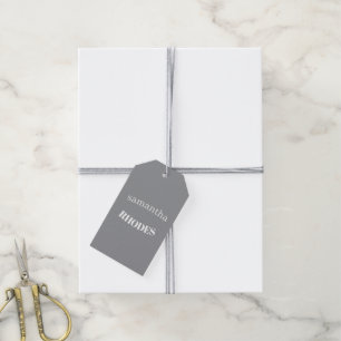 Etiqueta Para Presente Monograma personalizado minimalista cinza