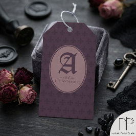Etiqueta Para Presente Monograma Roxo Gótico