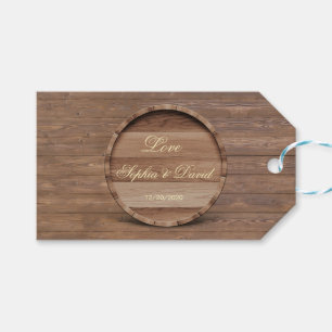 Etiqueta Para Presente Monograma Rustic Wooden Barrel Wedding