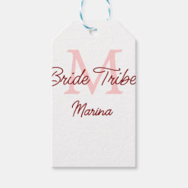 Etiqueta Para Presente Monograma tribo da noiva vermelho simples churrasc