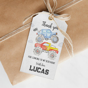 Etiqueta Para Presente Monster Truck Aniversário Obrigado