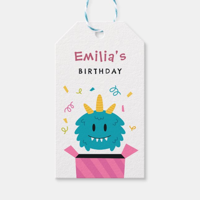 Etiqueta Para Presente Monstro bonito (Frente)