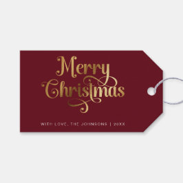 Etiqueta Para Presente Monstro Retro Chic Red Dourado Feliz Natal