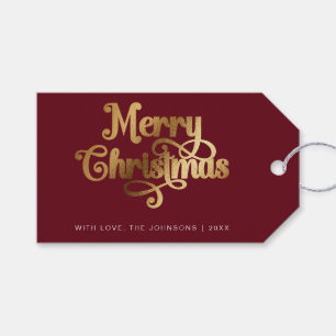 Etiqueta Para Presente Monstro Retro Chic Red Dourado Feliz Natal
