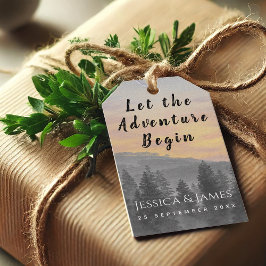 Etiqueta Para Presente Montanha Florestal de Casamento que Comece a Avent