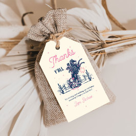 Etiqueta Para Presente Monte no Primeiro Rodeio de Aniversário do Cowboy 