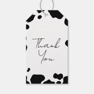 Etiqueta Para Presente Moo Cow Manchas Impressão Casamento Preto e Branco
