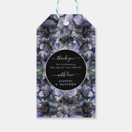 Etiqueta Para Presente Moody Black Floral Classic Thank You Chic Wedding