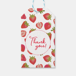 Etiqueta Para Presente Morangango Vermelho de Verão Obrigado