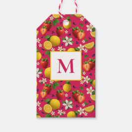 Etiqueta Para Presente Morango Fresco e Padrão de Limão