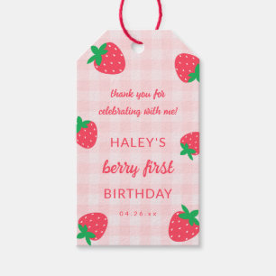 Etiqueta Para Presente Morango Rosa Grafo Berry Primeiro Aniversário de 1