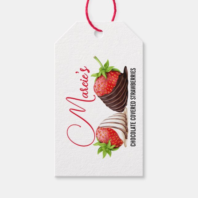 Etiqueta Para Presente Morangos Cobertos com Chocolate (Frente)