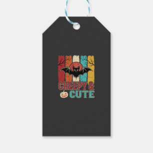 Etiqueta Para Presente Morcego de Halloween Fofo e Assustador Gráfico Ret
