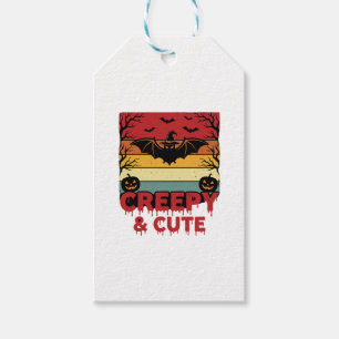 Etiqueta Para Presente Morcego Vintage Assustador e Fofo de Halloween