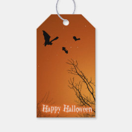 Etiqueta Para Presente Morcegos e Árvores de Halloween