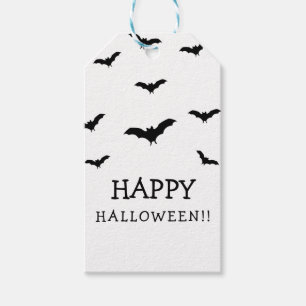 Etiqueta Para Presente Morcegos Pretos & Festa Chic de Halloween Branca e