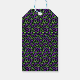 Etiqueta Para Presente Morcegos Roxos Neon Coloridos Verde Halloween