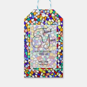Etiqueta Para Presente Mosaico Colorido e Divertido Obrigado