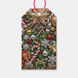Etiqueta Para Presente Mosaico de Gema de Natal 3D Definitivo