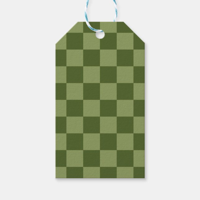Etiqueta Para Presente Moss Green Checkerboard (Frente)