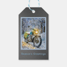 Motocicleta com luzes de Natal